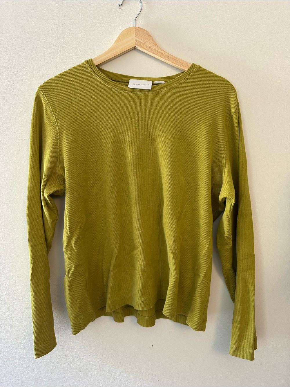 Vintage Liz Claiborne cotton rib chartreuse long sleeve